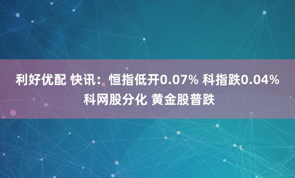 利好优配 快讯：恒指低开0.07% 科指跌0.04% 科网股分化 黄金股普跌