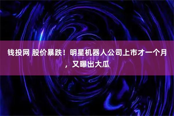 钱投网 股价暴跌!明星机器人公司上市才一个月,又曝出大瓜